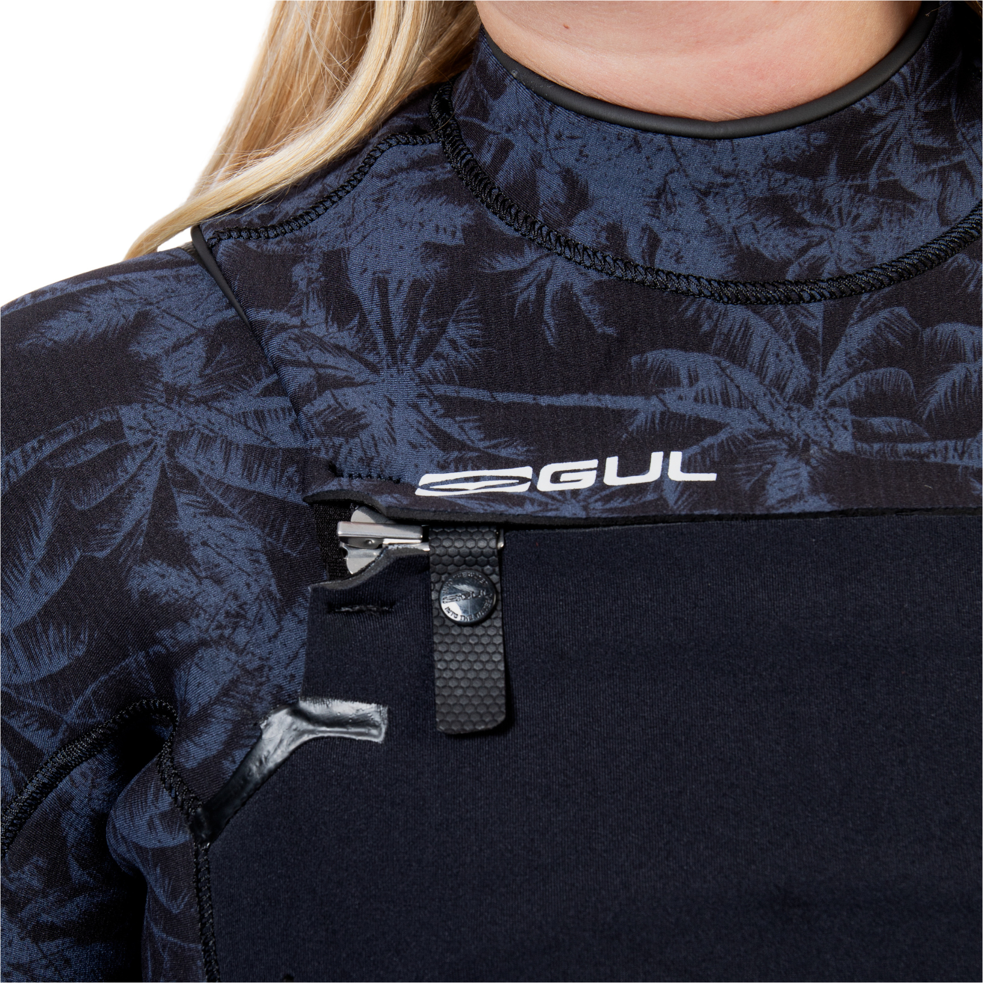 2025 Gul Womens Yulex Flexor 5/4mm Chest Zip Wetsuit FX1227-C5BKSP - Black / Splaterpalm